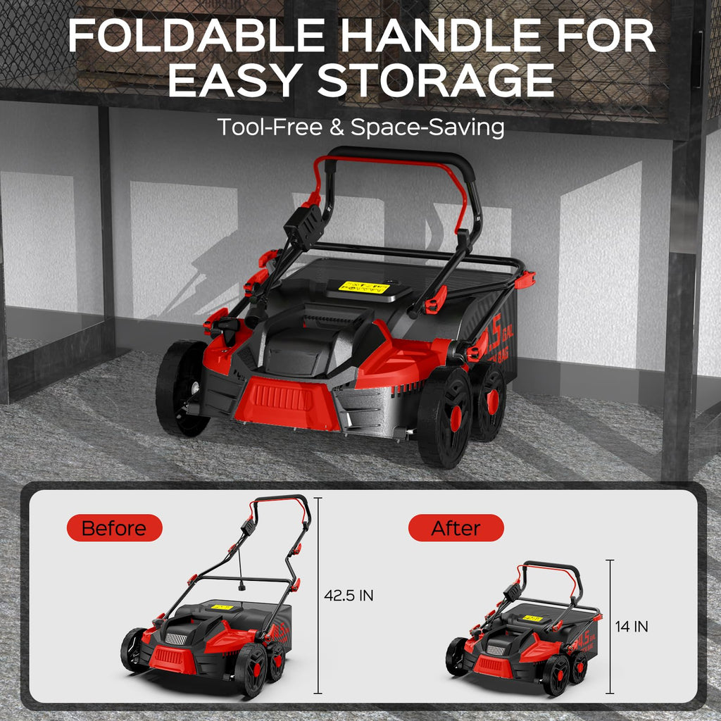 TIECTOWN 16-Inch Electric Dethatcher & Scarifier, 15.5 Amp
