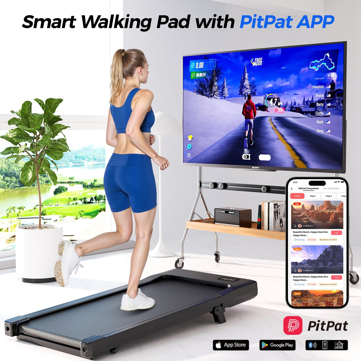 SUPERUN Walking Pad with Incline - 3 in 1 Portable Treadmill