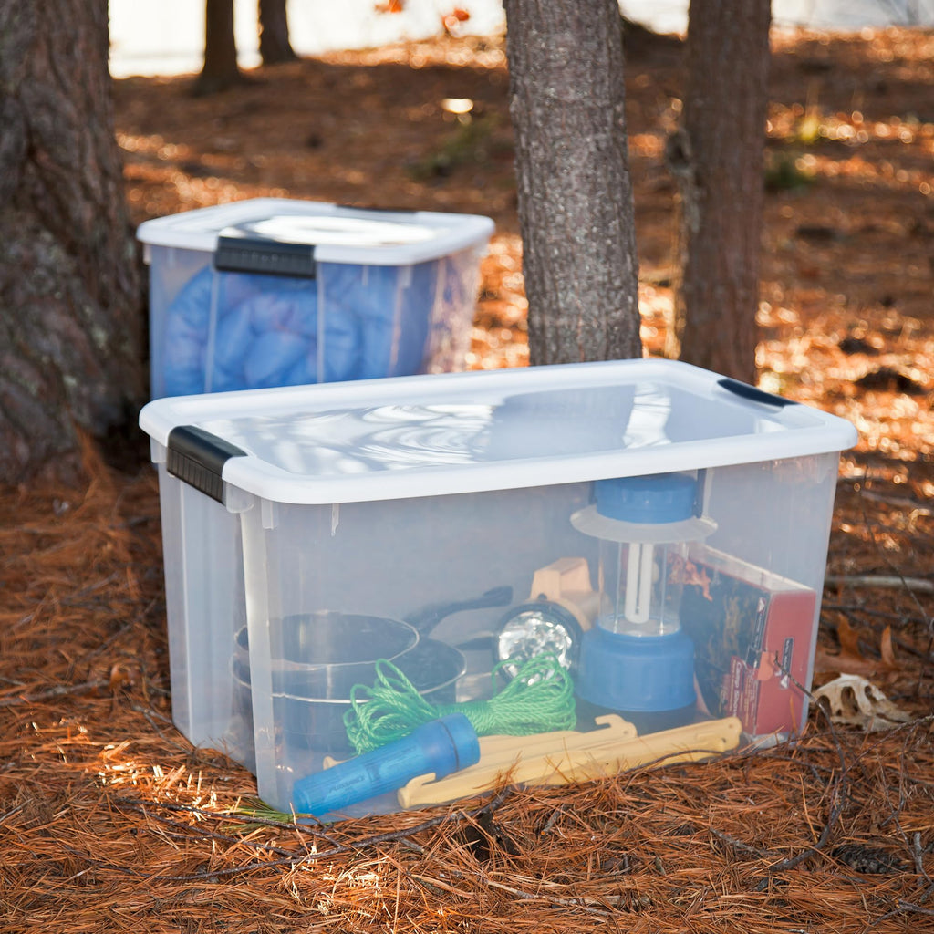 STERILITE 8-Pack 70 Quart Latching Storage Bins - Clear Plastic