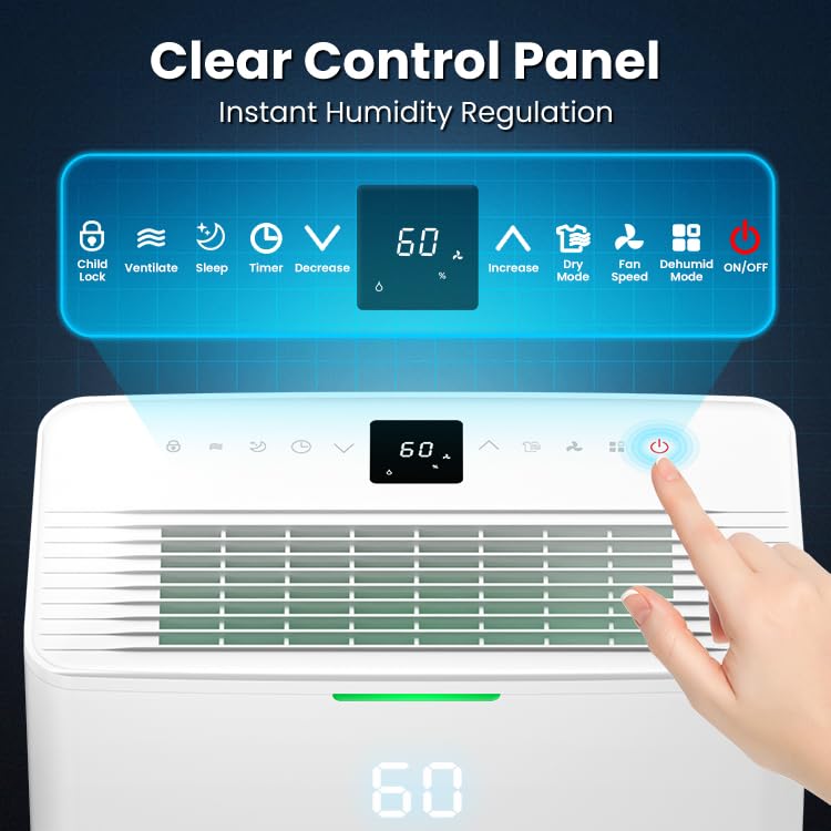 DGUAM 4500 Sq. Ft Dehumidifier, 80 Pint/Day for Home