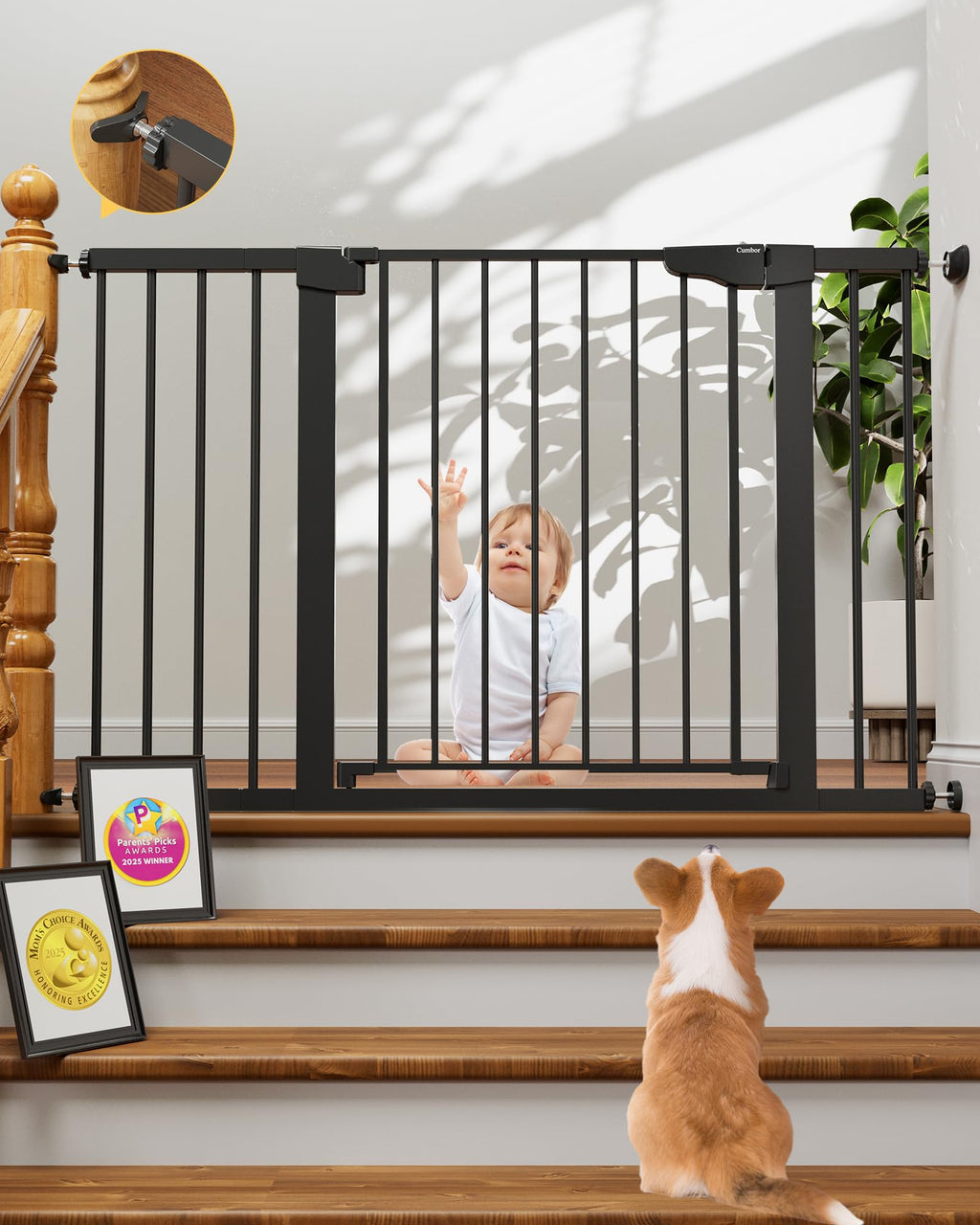 CUMBOR 29.7-48" Baby Gate for Stairs and Doorways