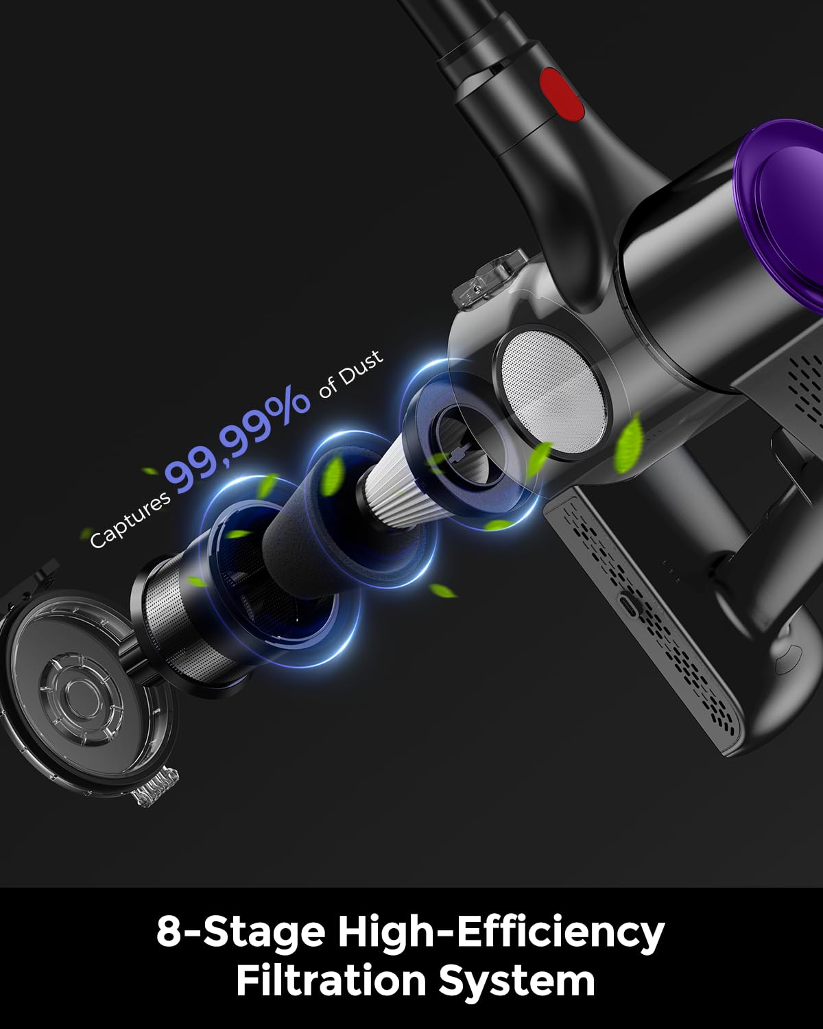 SVHT Cordless Vacuum Cleaner 500W 45KPA, 50Mins Runtime