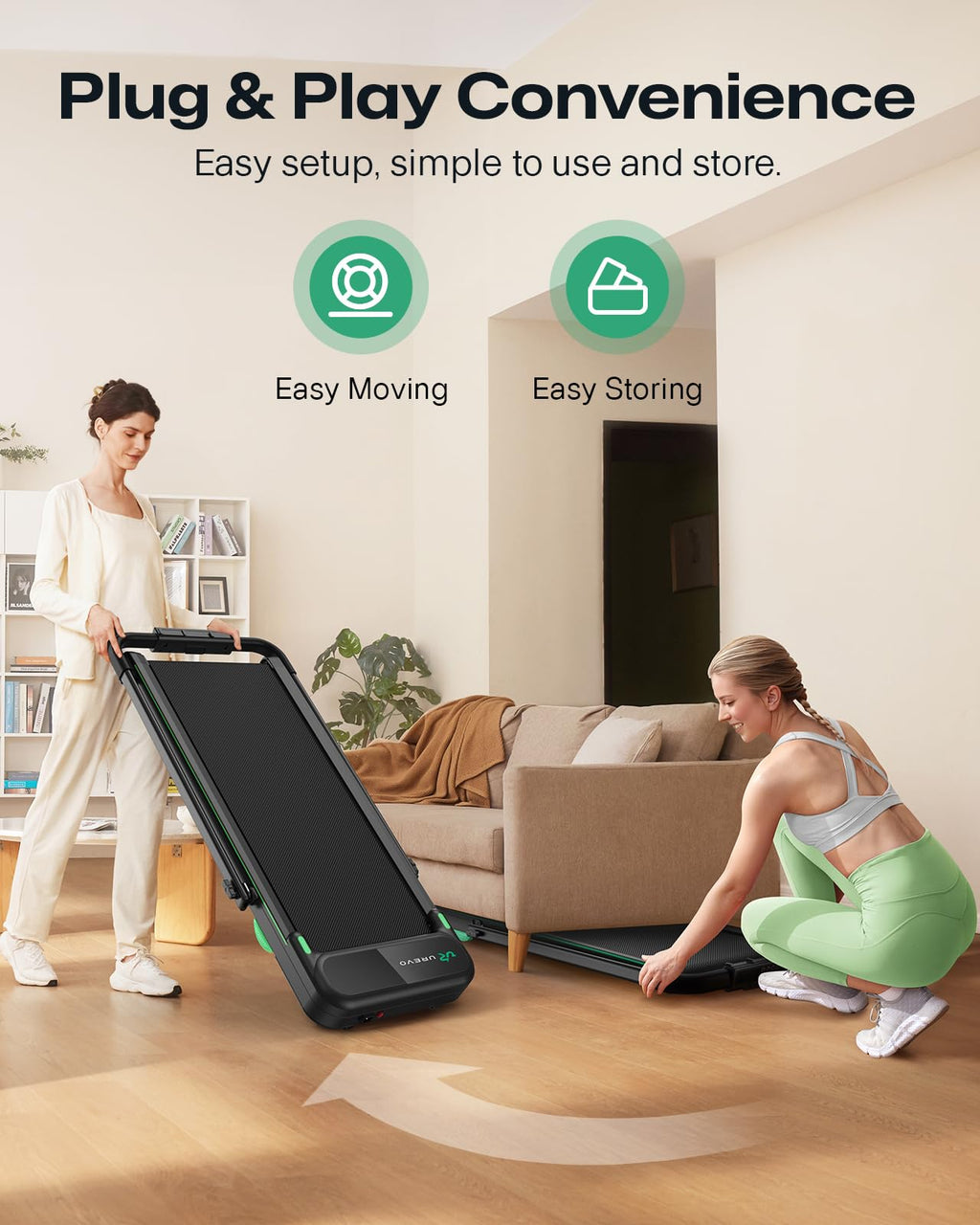 UREVO Strol 2E Smart 2-in-1 Folding Treadmill Compact