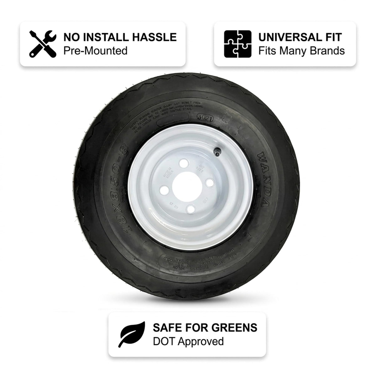 ECUSTOMRIM 4-Pack 8" Golf Cart Wheels & Tires - 18x8.50-8
