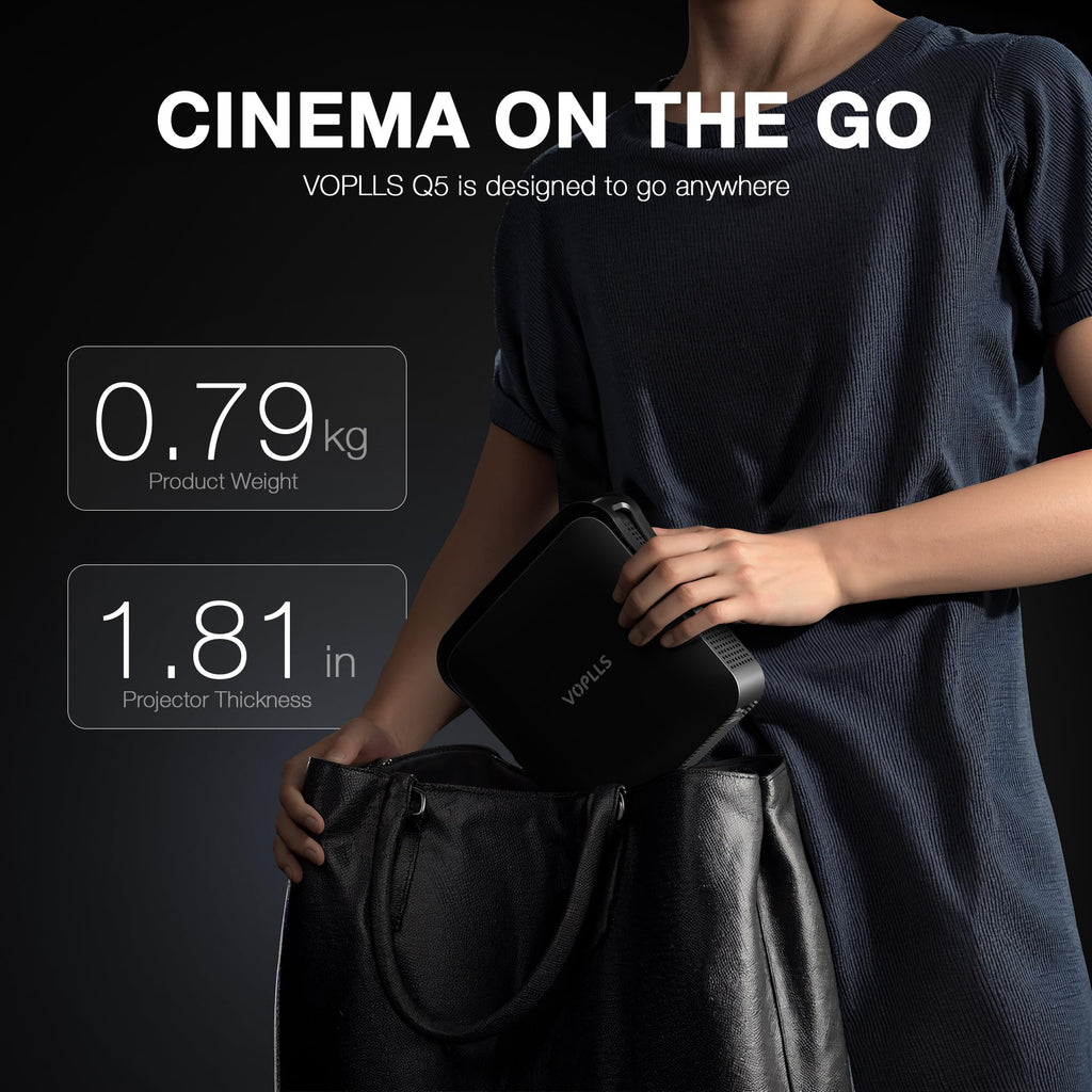 VOPLLS Thinnest 1.81" Smart Mini Projector with WiFi