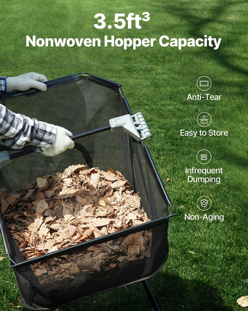 VEVOR Push Lawn Sweeper - 21" Heavy Duty Grass Collector