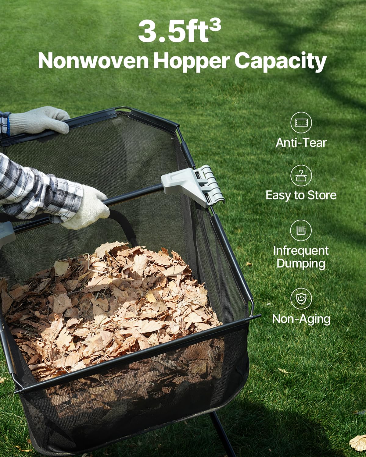VEVOR Push Lawn Sweeper - 21" Heavy Duty Grass Collector