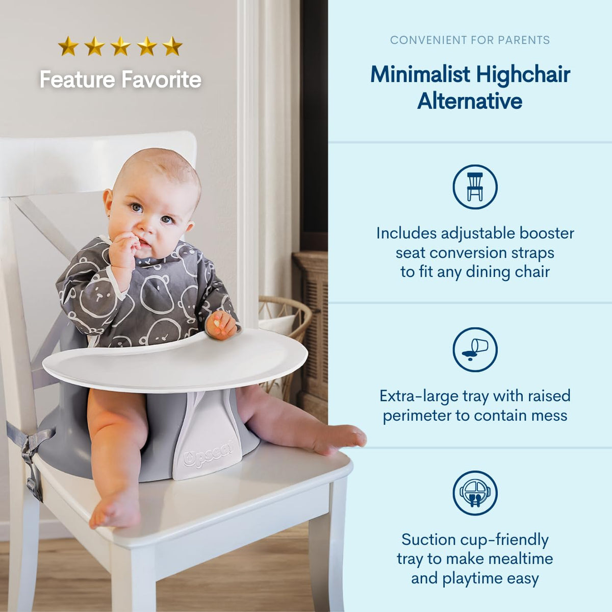 UPSEAT Original Ergonomic Baby Floor & Booster Seat with Tray