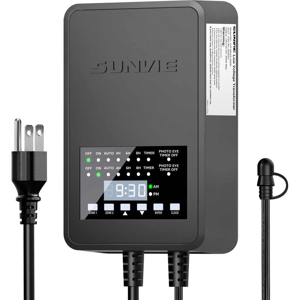 SUNVIE 300W Landscape Lighting Transformer with Timer