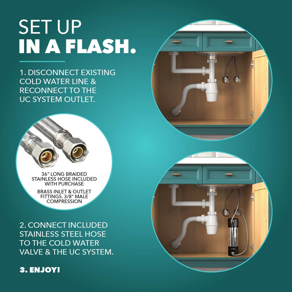 CUZN Under Sink Water Filter - NSF Certified, Reduces Contaminants