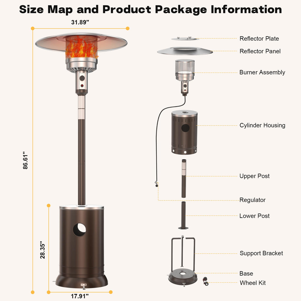 DIAMONDFORGE 50,000 BTU Propane Patio Heater - Outdoor Space Heater