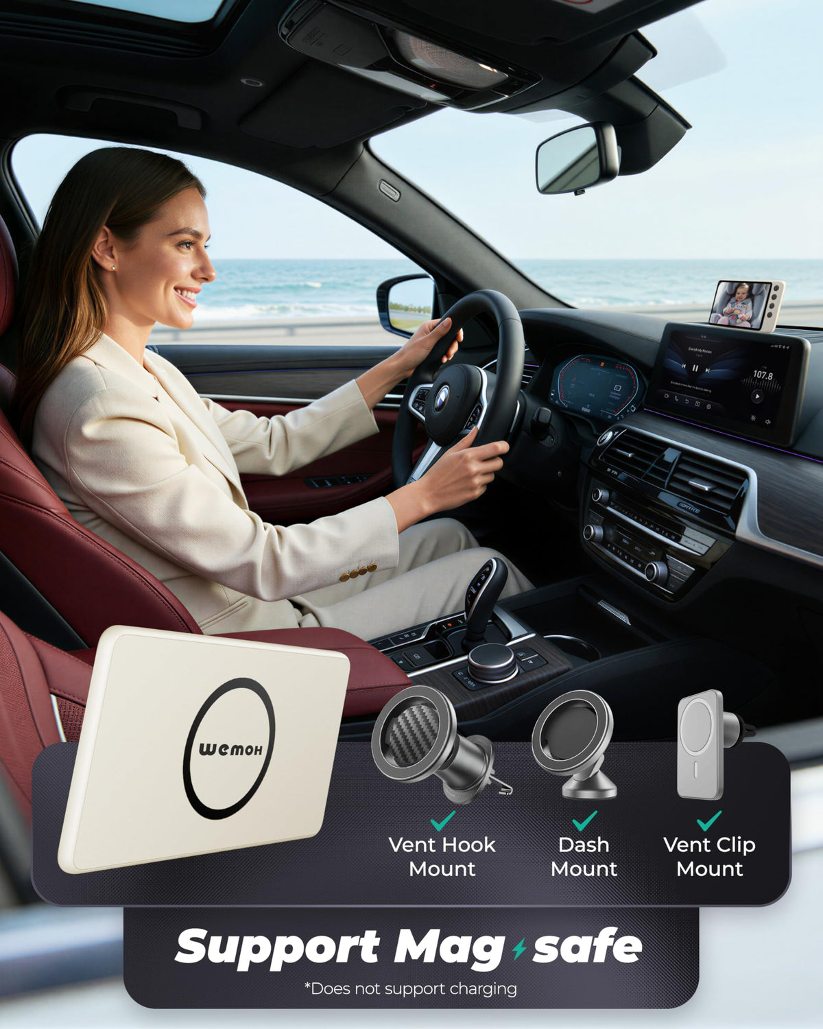WEMOH Magnetic Double Car Camera With 5" 1080P Monitor