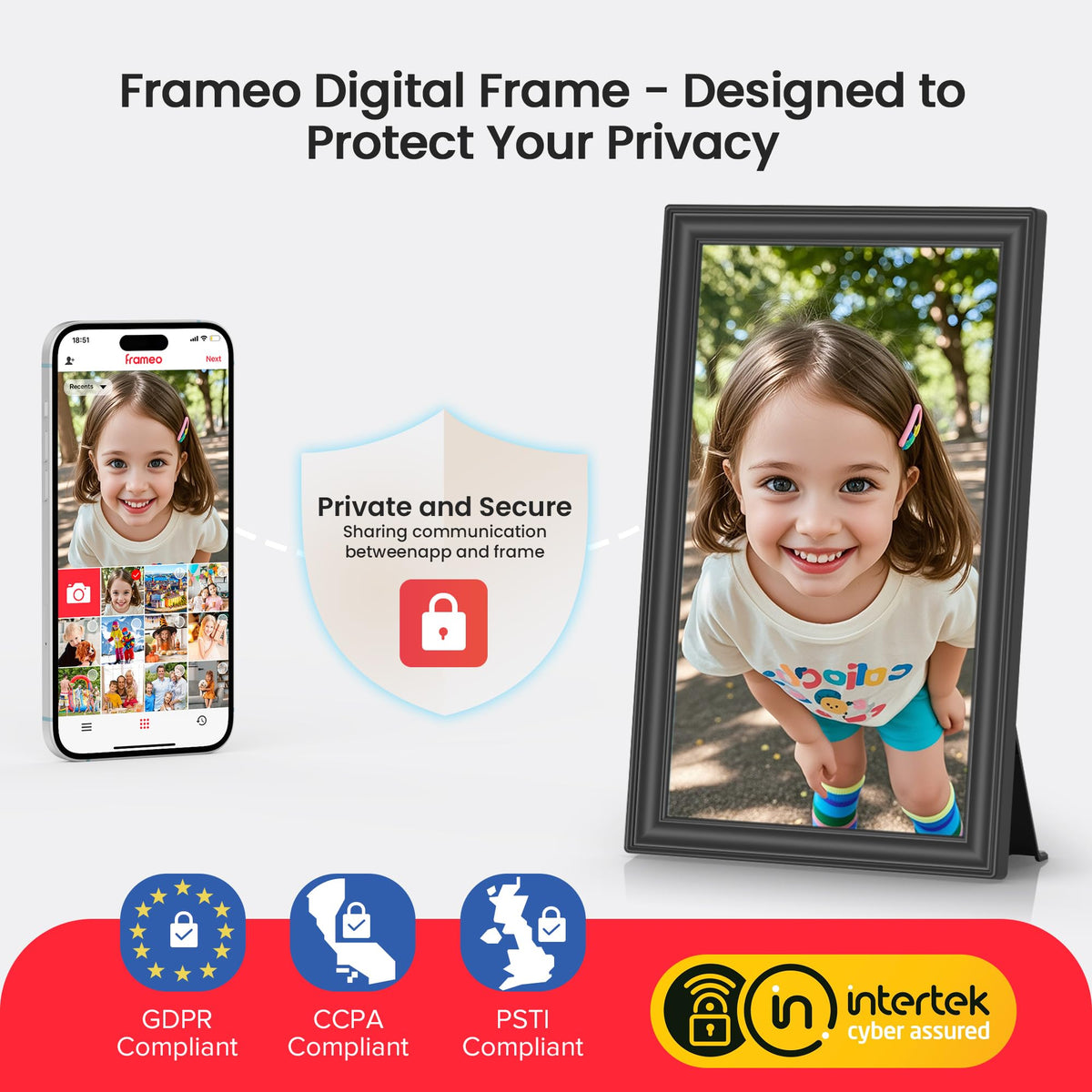 BIGASUO 64GB Frameo 15.6" WiFi Digital Photo Frame