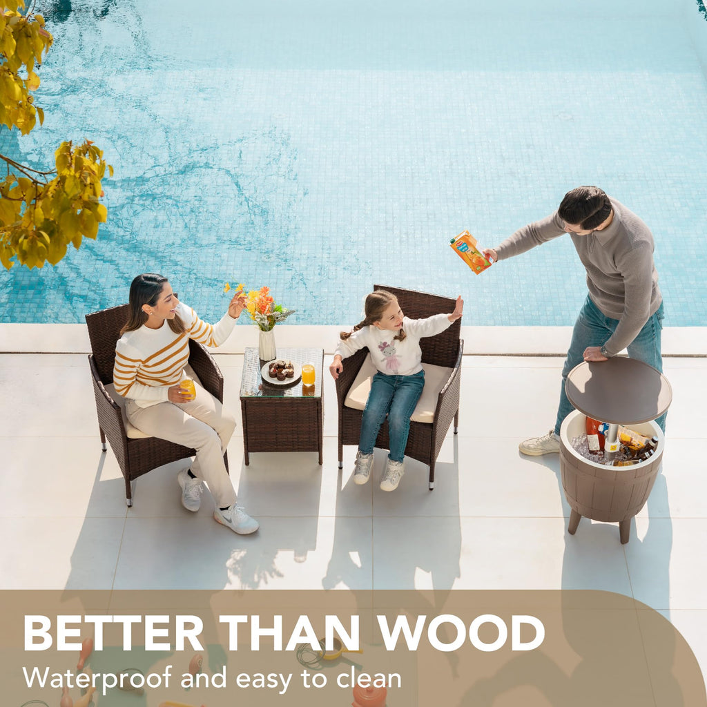 DEVOKO Patio Porch 3-Piece Rattan Furniture Set