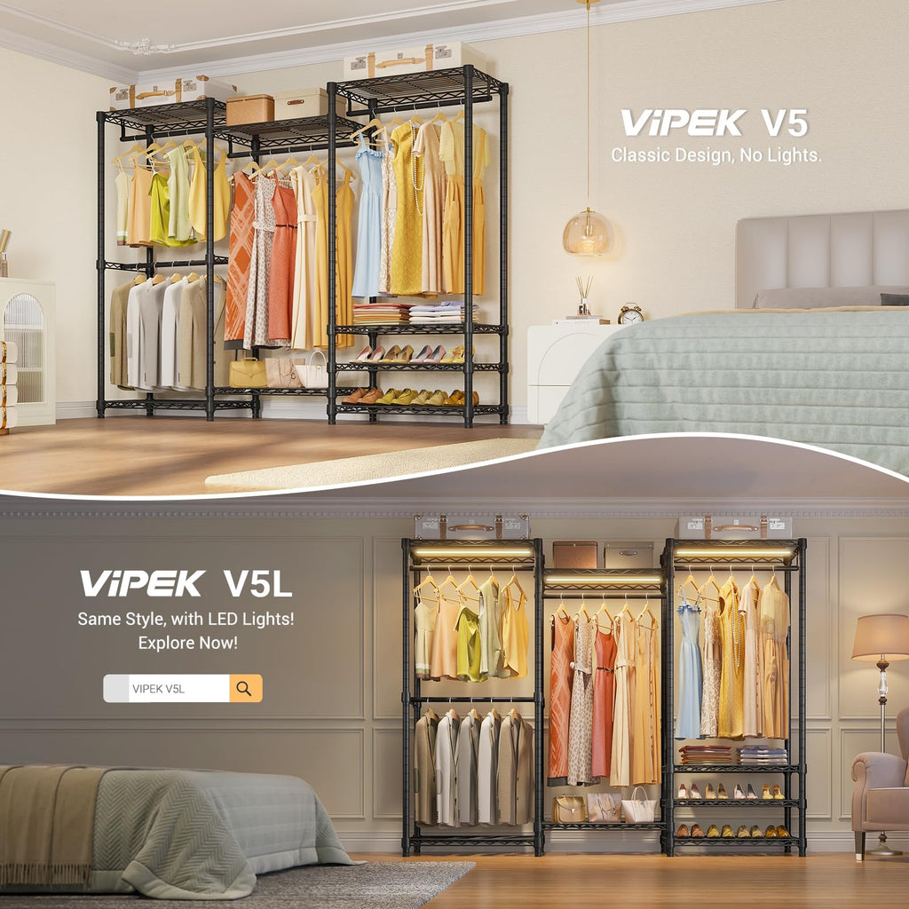 VIPEK V5 Heavy Duty Clothes Rack - Portable Wardrobe, 890 lbs