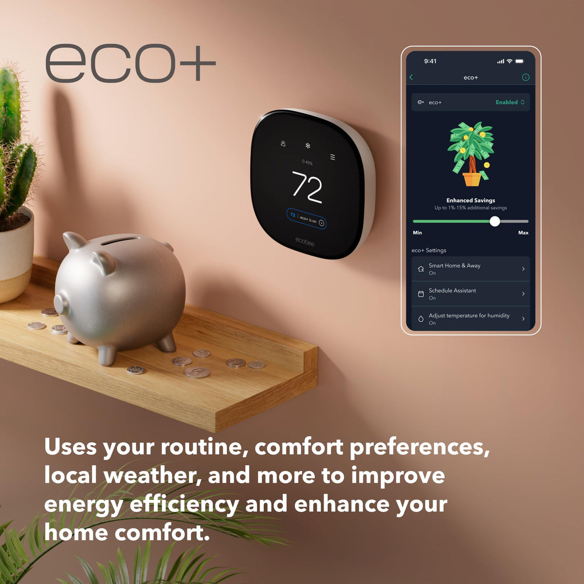 ECOBEE Smart Thermostat Enhanced - WiFi, Works with Siri, Alexa