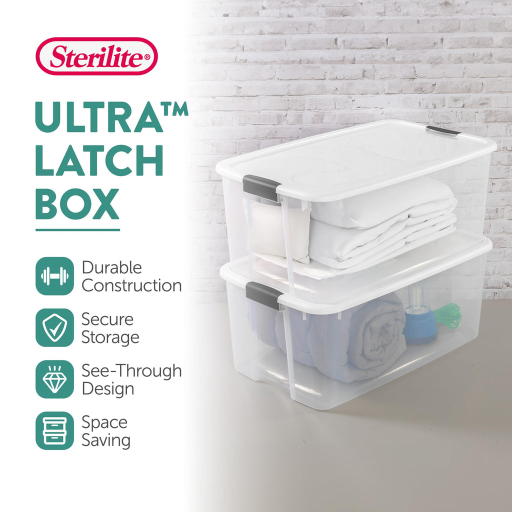STERILITE 4-Pack Clear Plastic Storage Bins with Lids - 116 Quart