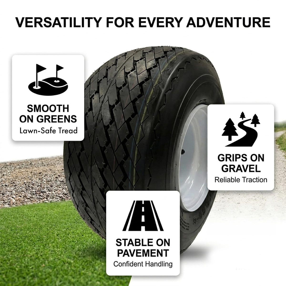 ECUSTOMRIM 4-Pack 8" Golf Cart Wheels & Tires - 18x8.50-8