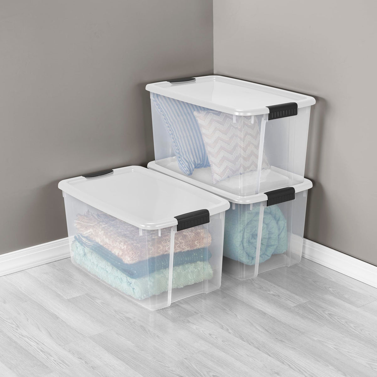 STERILITE 8-Pack 70 Quart Latching Storage Bins - Clear Plastic