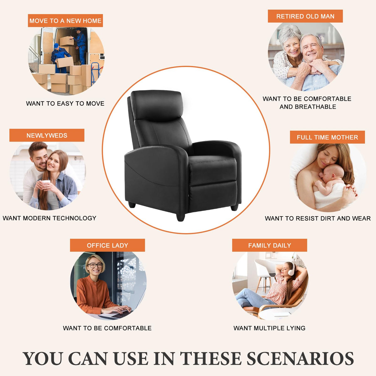 SWEETCRISPY Massage Recliner Chair - Adjustable Lumbar Support