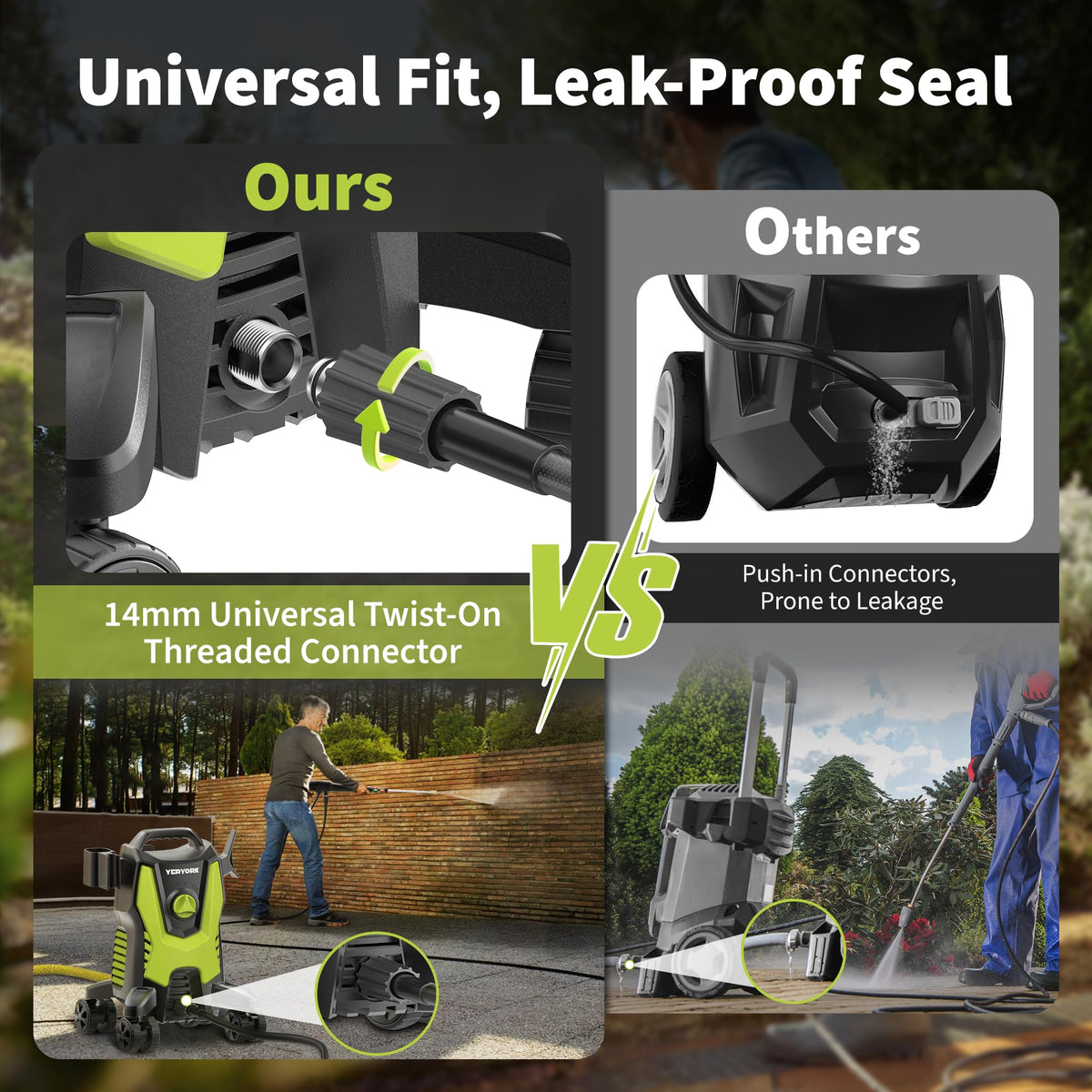YERYORK Pressure Washer with 4 Wheels & Foam Cannon