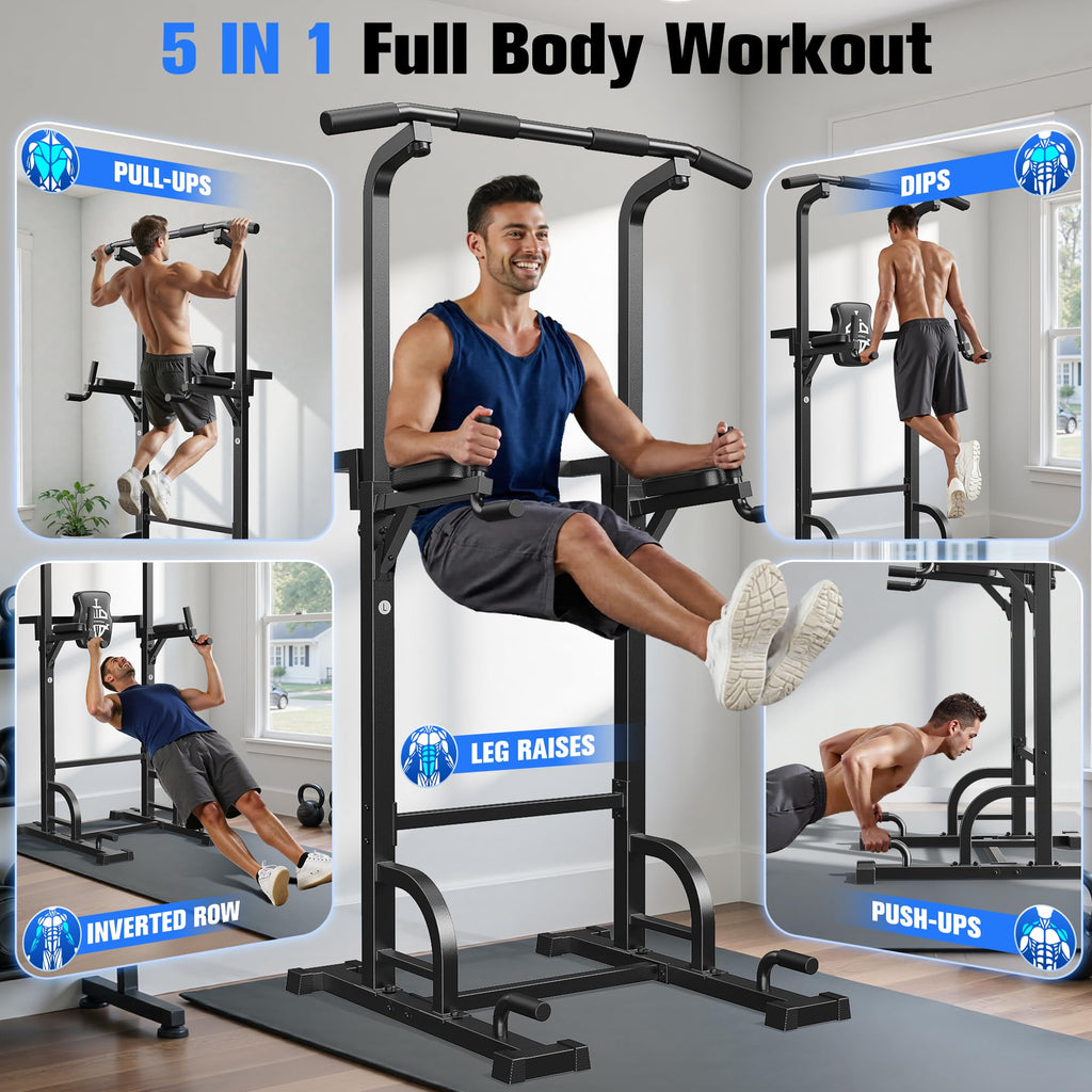 SPORTSROYALS Power Tower Pull Up Bar - 450LBS Dip Station
