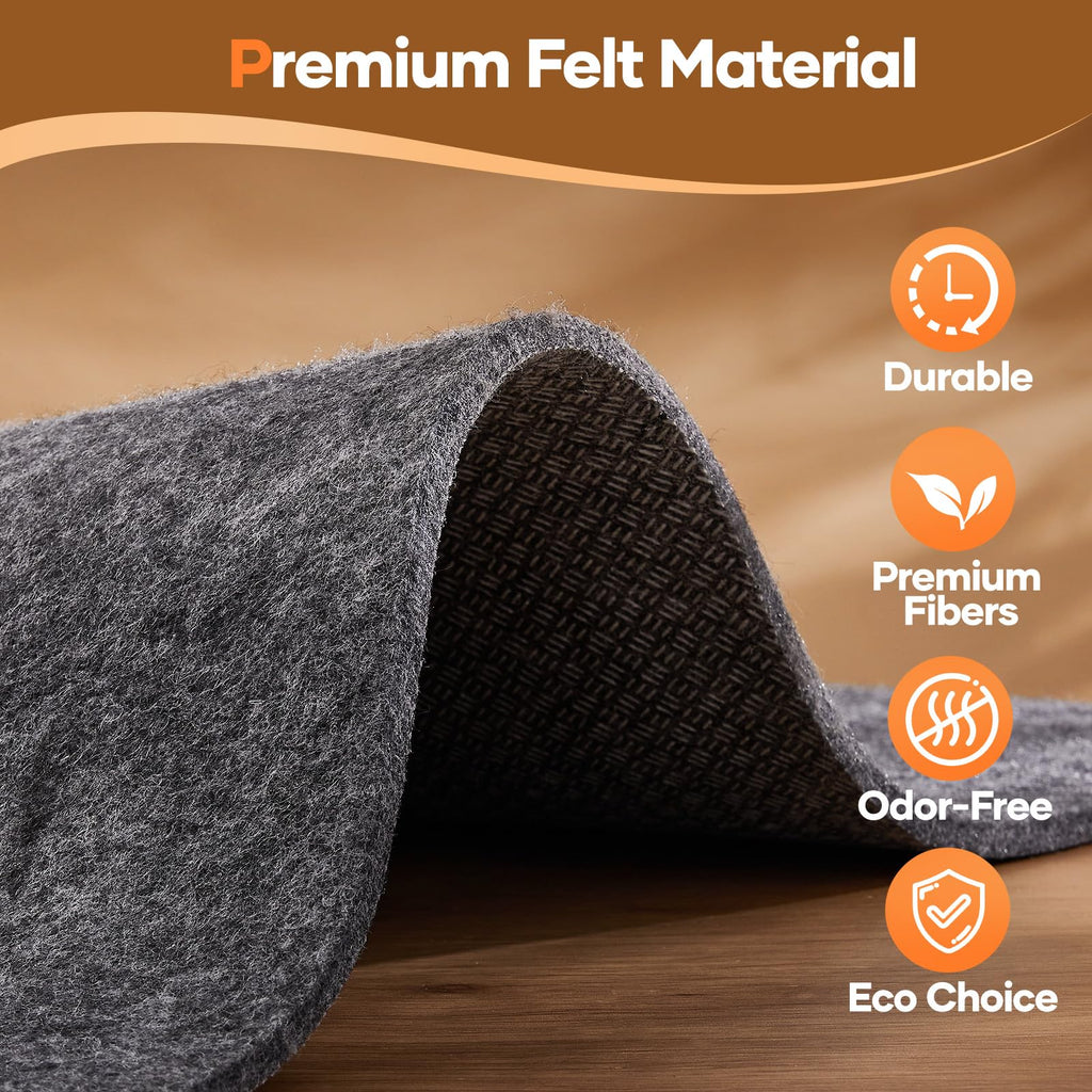 VEKEN Non-Slip Cushioned Rug Pad 9x12 ft for Hardwood Floors