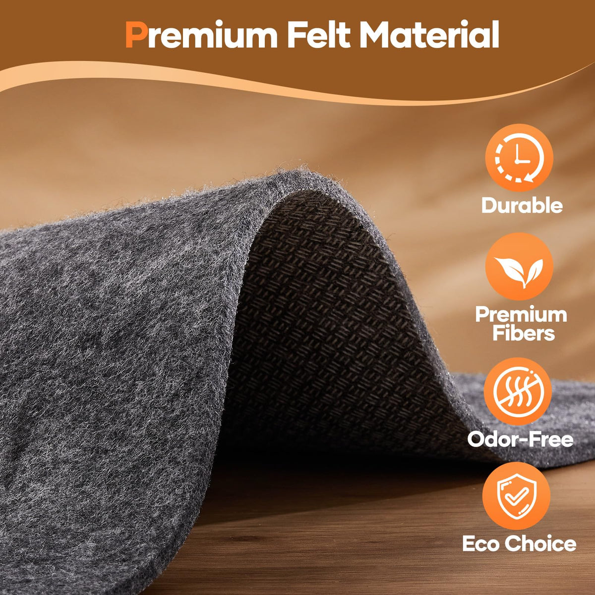 VEKEN Non-Slip Cushioned Rug Pad 9x12 ft for Hardwood Floors
