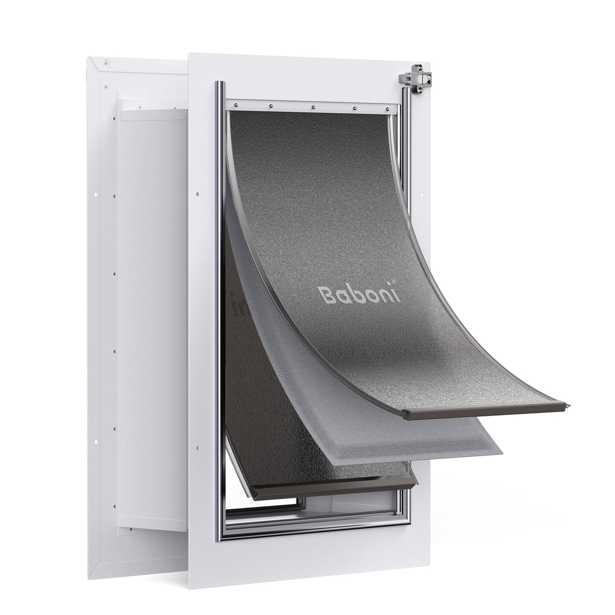 BABONI Pet Door for Wall - 3-Flap Steel Frame Cat & Dog Door