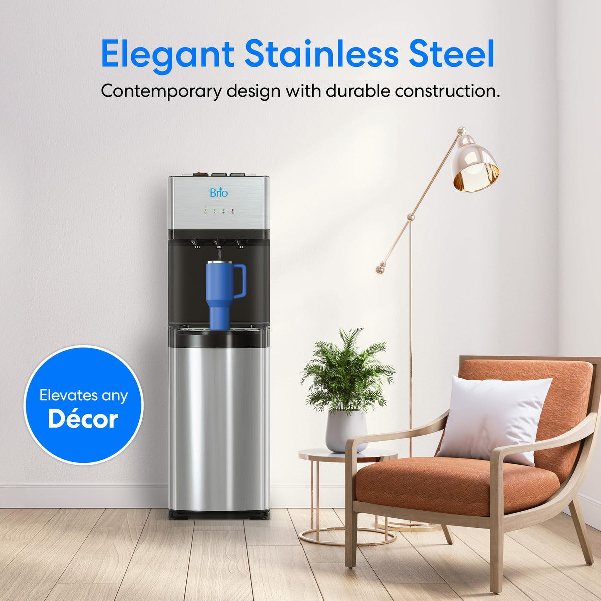 BRIO Self-Cleaning Bottom Loading Water Dispenser - 3 Temp