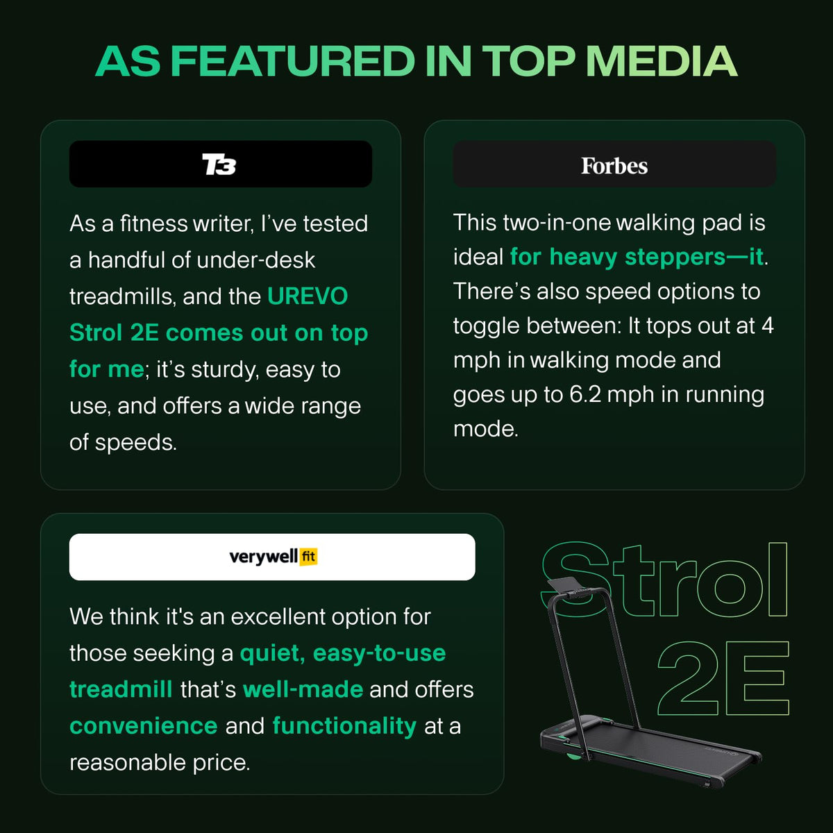 UREVO Strol 2E Smart 2-in-1 Folding Treadmill - Compact Walking Pad