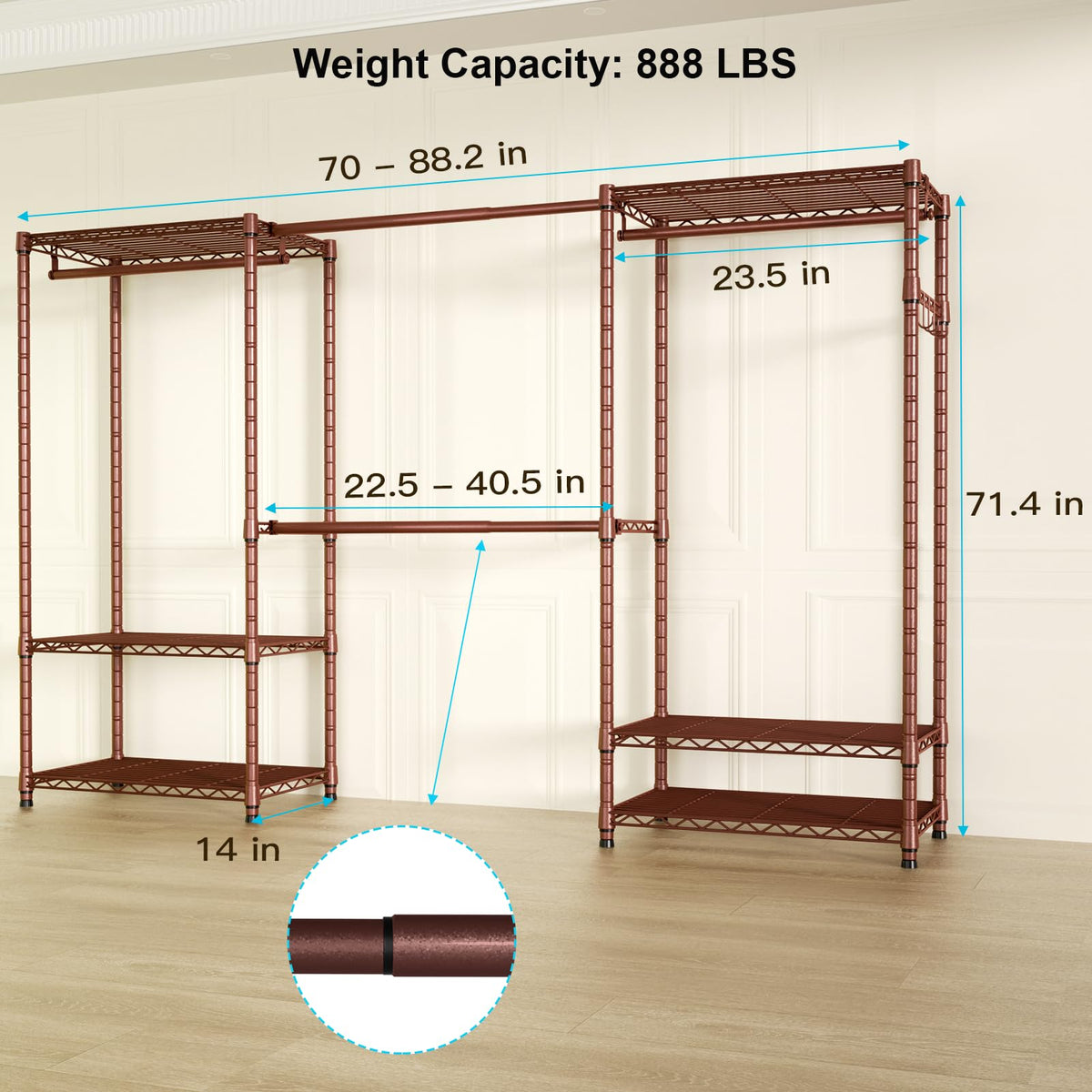 ULIF E1 Heavy Duty Adjustable Closet Garment Rack