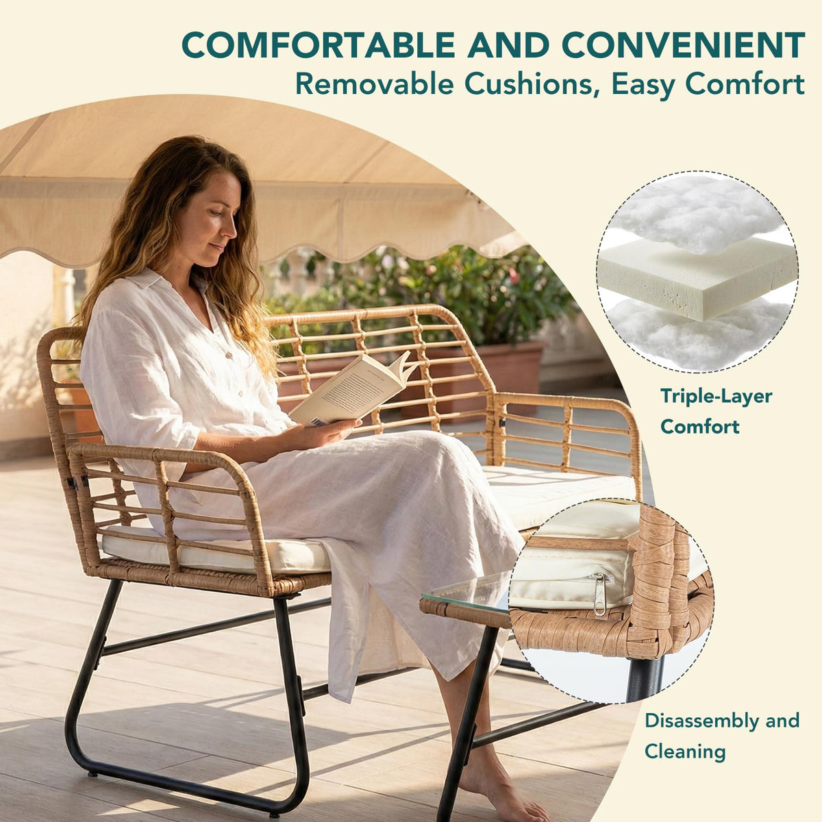 DUMOS Outdoor Wicker Patio Furniture Set with Cushions