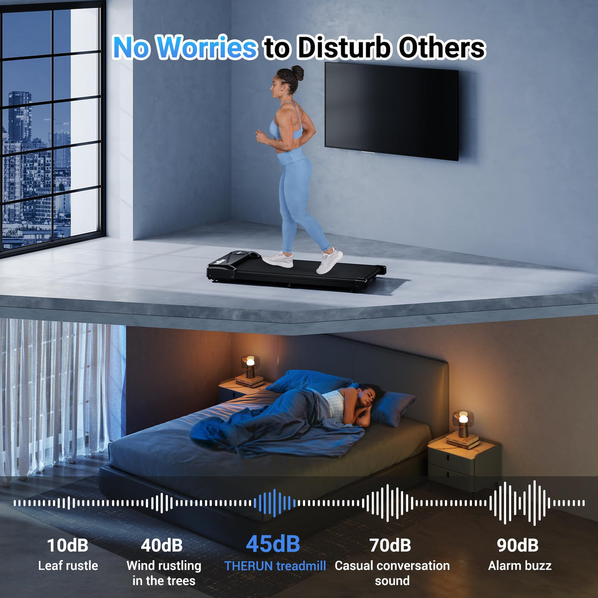 THERUN Walking Pad Treadmill Under Desk - Portable Mini Treadmill