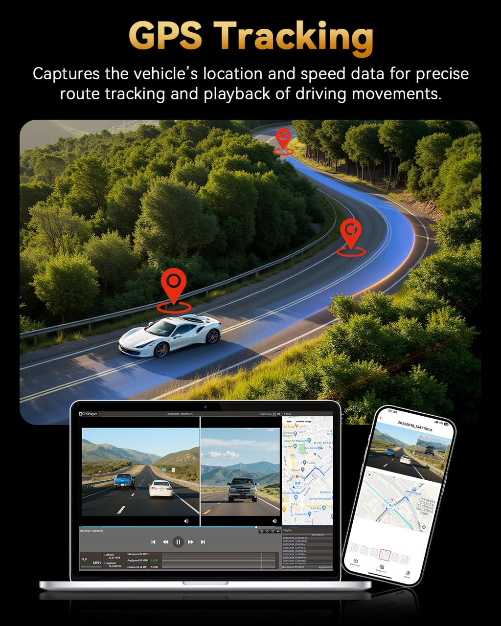 TERUNSOUL 4K Dash Cam Front & Rear with GPS, 128GB Card