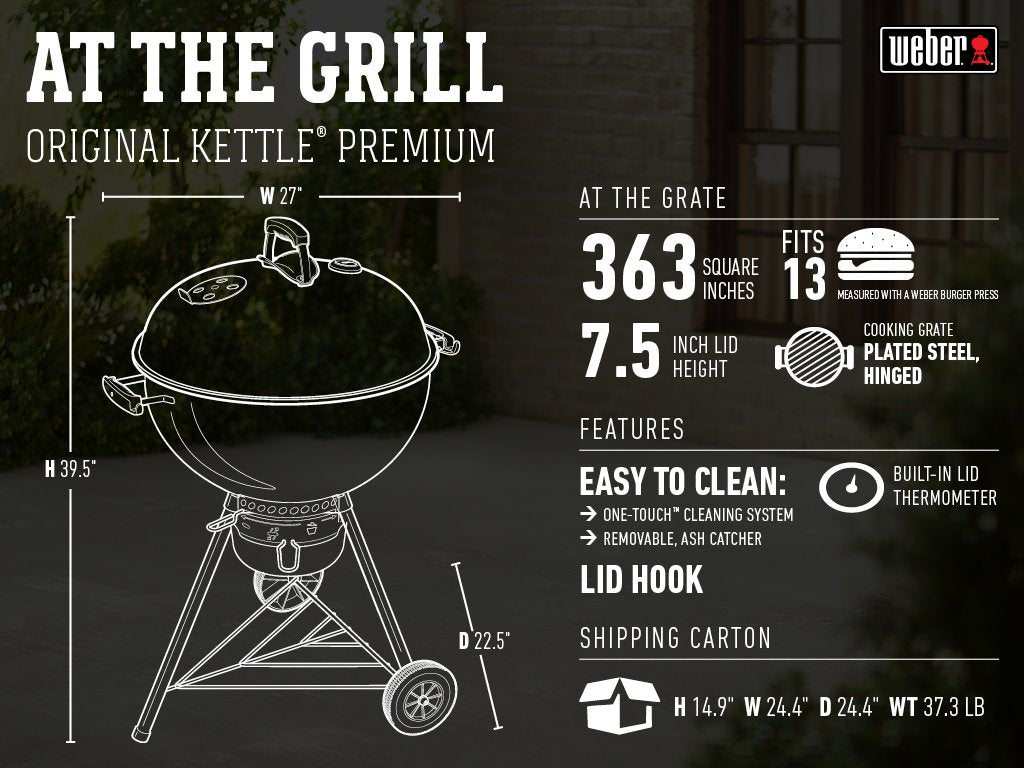 WEBER Original Kettle 22-Inch Charcoal Grill - Black