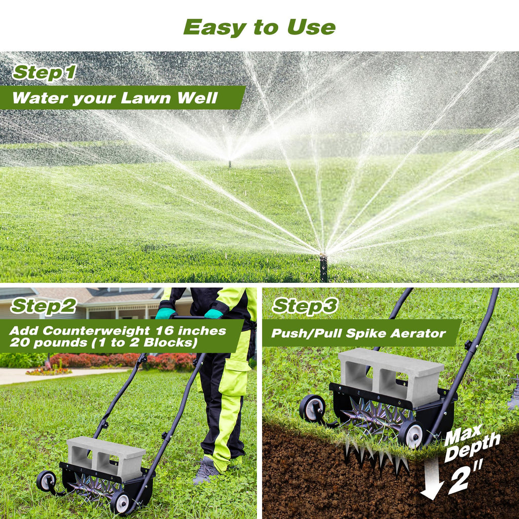 SUCHTALE 18-Inch Heavy Duty Push Spike Lawn Aerator