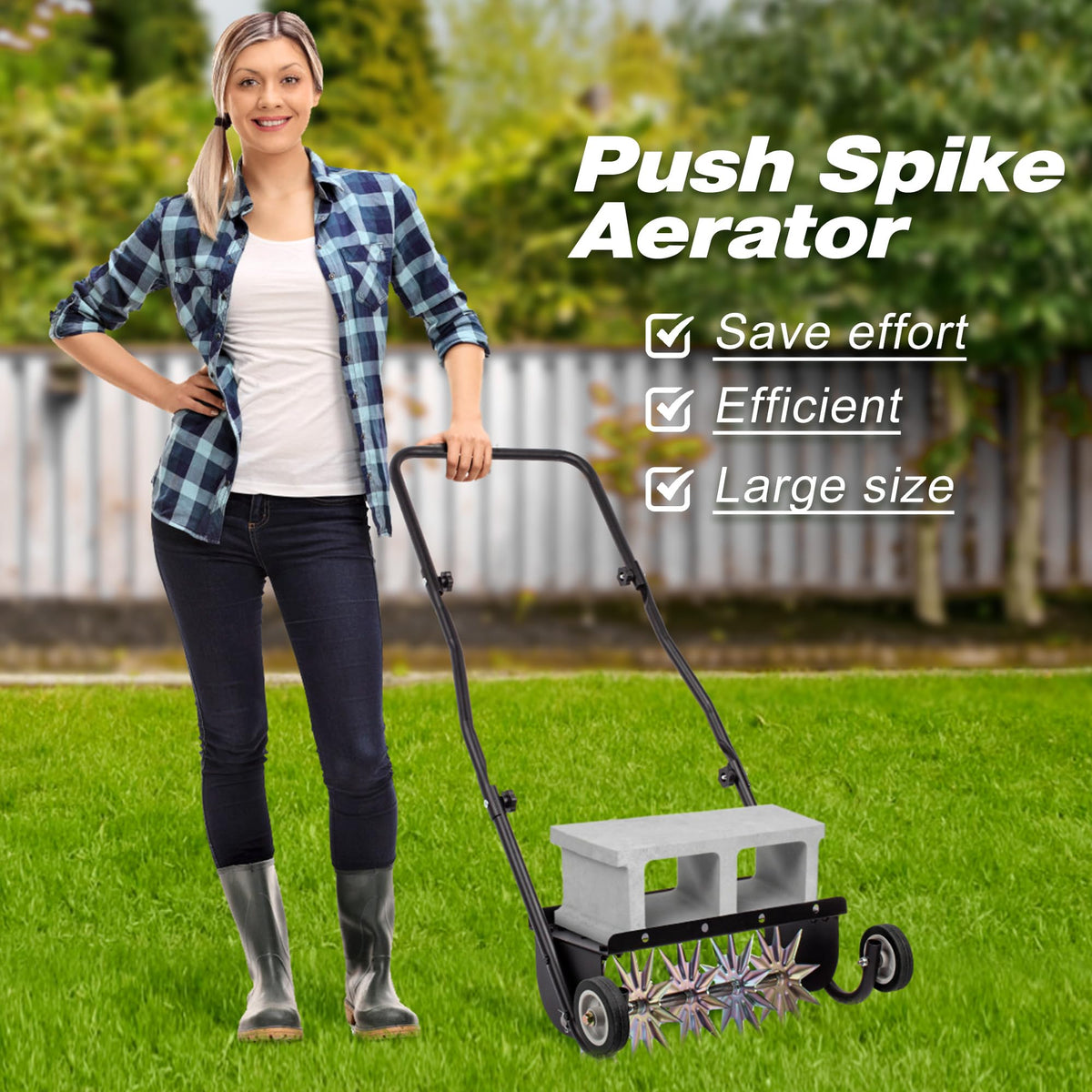 SUCHTALE 18-Inch Heavy Duty Push Spike Lawn Aerator