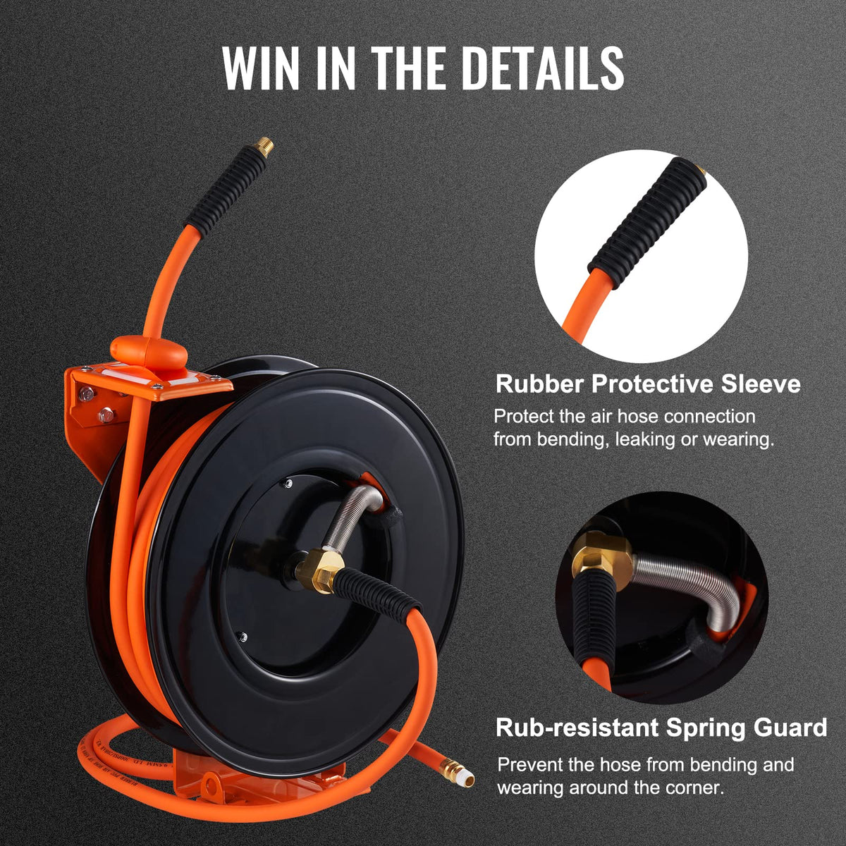 VEVOR Retractable Air Hose Reel 3/8" x 50ft 300PSI