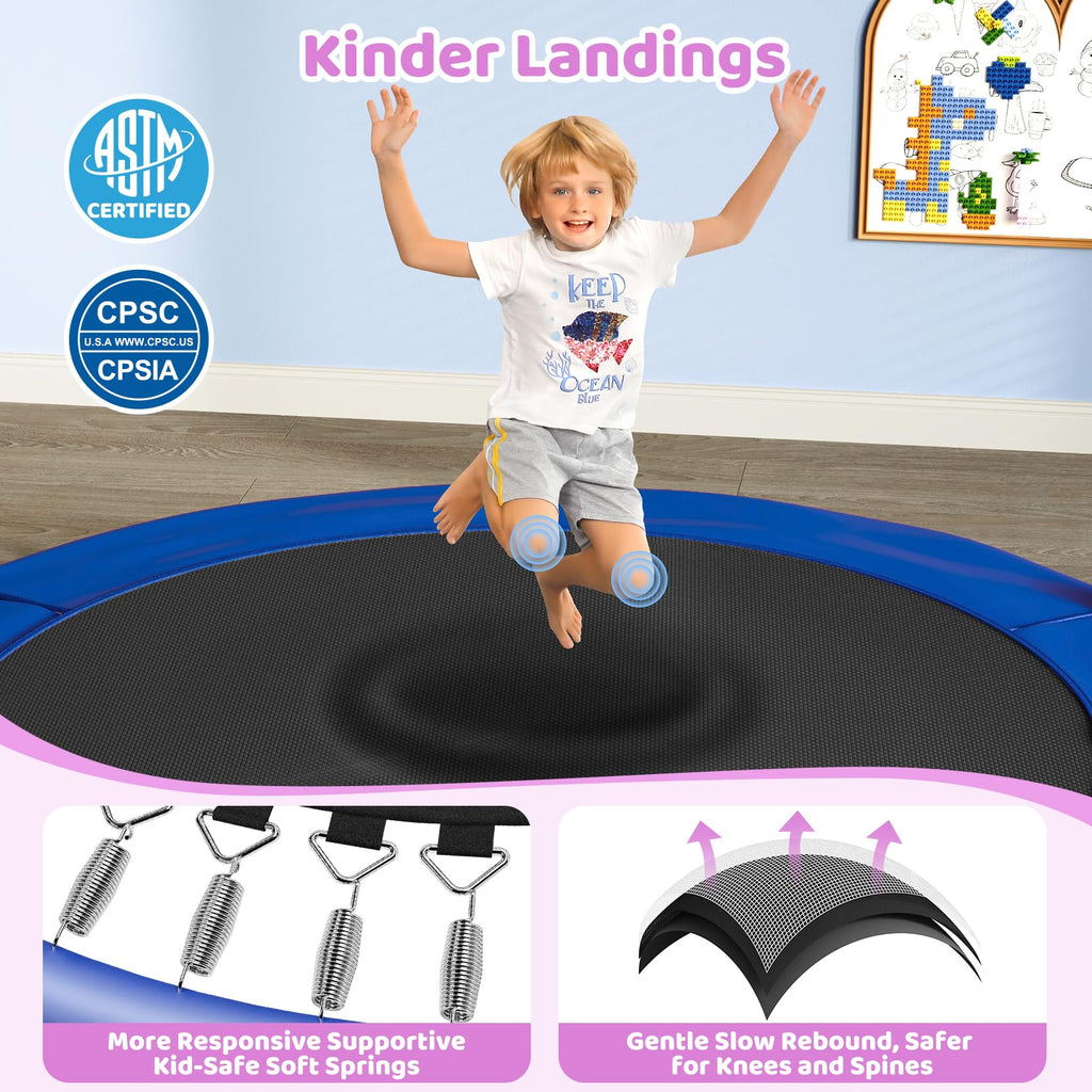 YOHOOD 55" Kids Trampoline with Enclosure & Adjustable Bars
