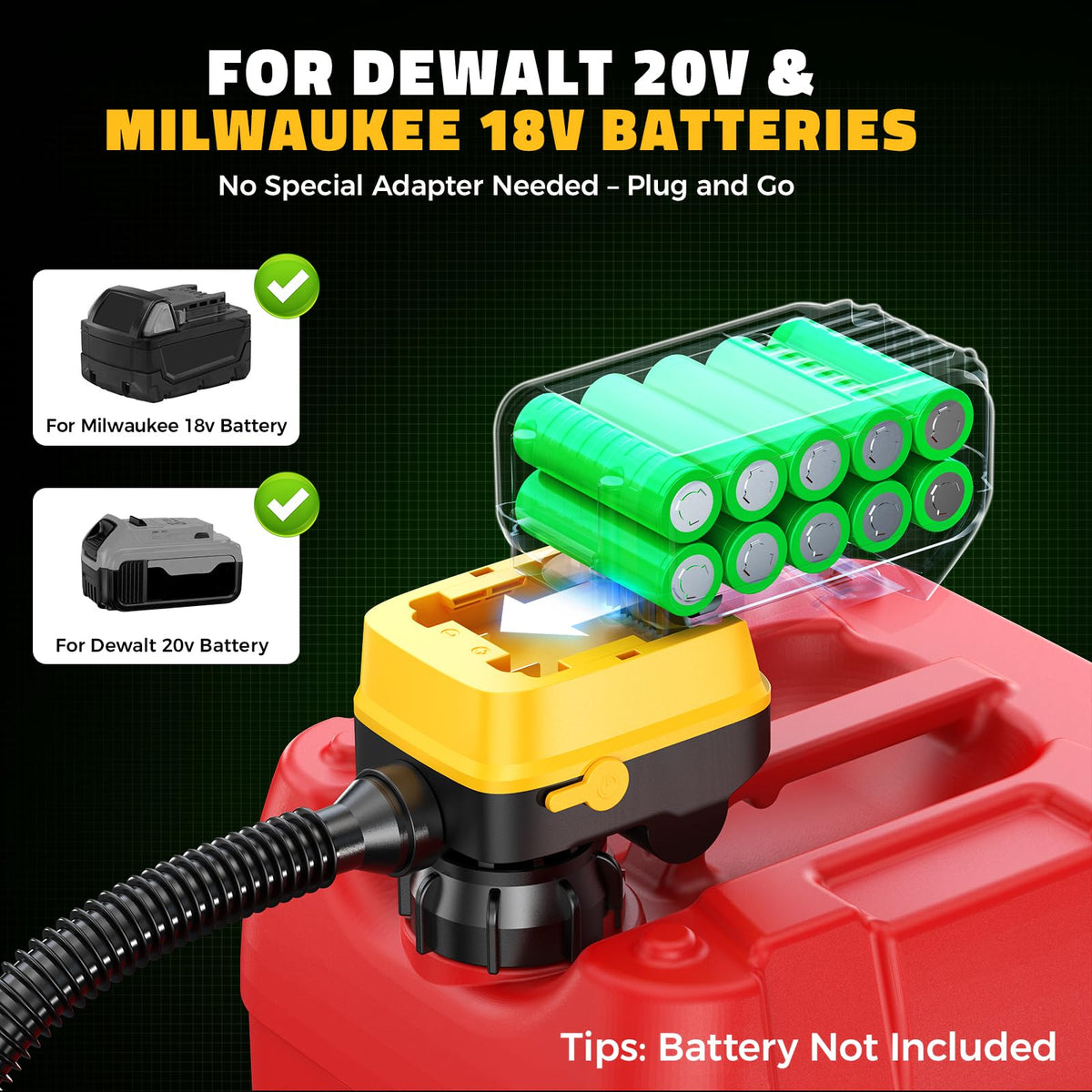 DIYTOOLIFZ Cordless Fuel Transfer Pump with Auto-Stop, 3.2 GPM