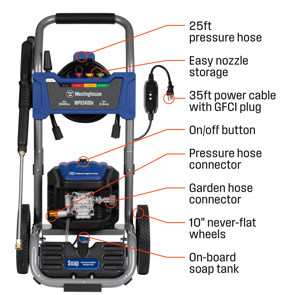WESTINGHOUSE WPX3400e Electric Pressure Washer - 3400 PSI & 2.0 GPM