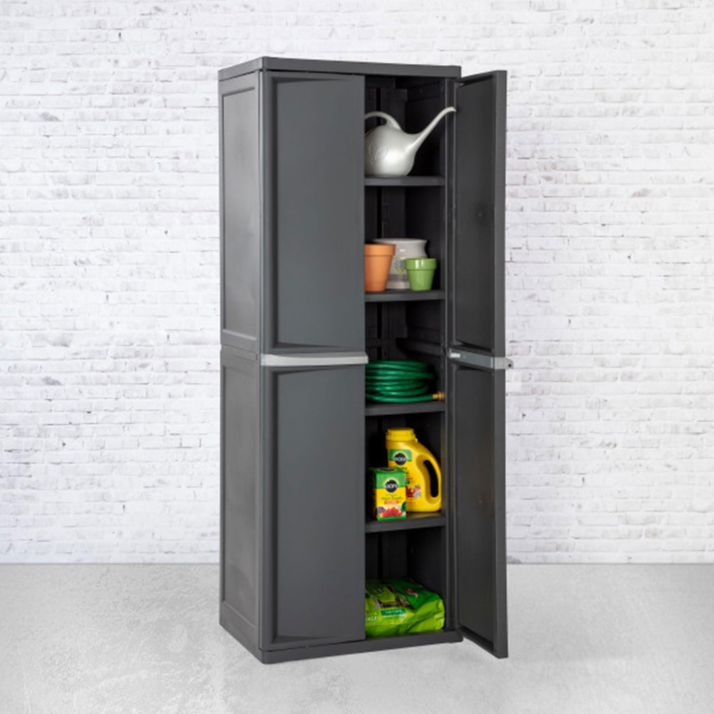 STERILITE 4 Shelf Plastic Storage Cabinet - Heavy Duty Organizer