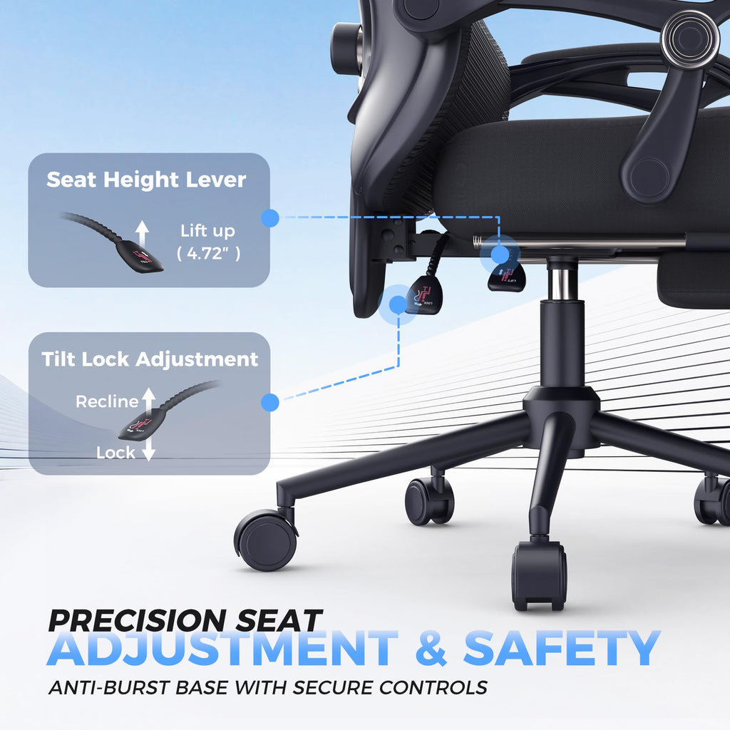 CYKOV Ergonomic Office Chair with Footrest & Lumbar Support