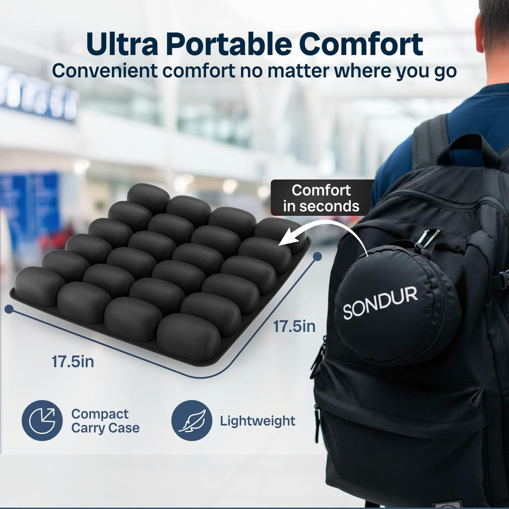 SONDUR Travel Cushion – CloudAir Inflatable Seat Pad for Flights