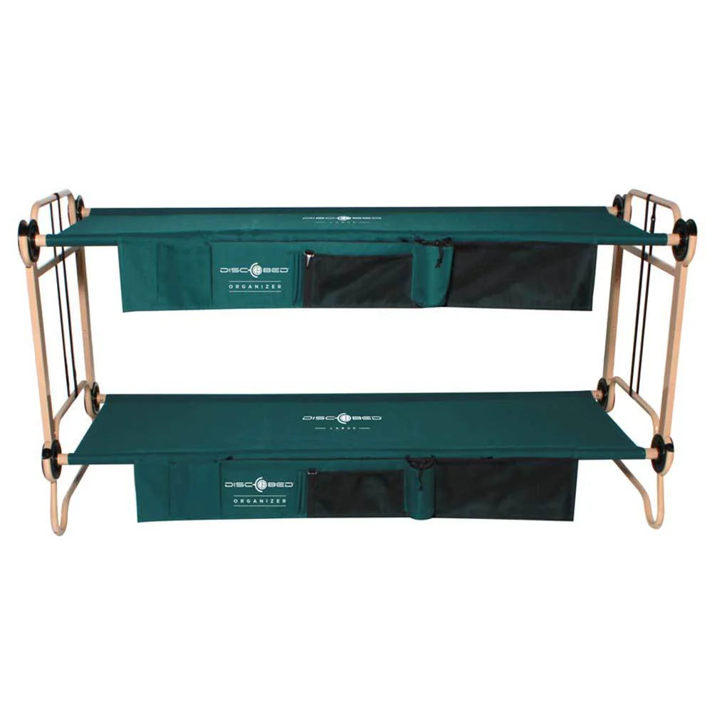Disc-O-Bed Large Cam-O-Bunk Benchable Double Cot with Storage Organizers, Green