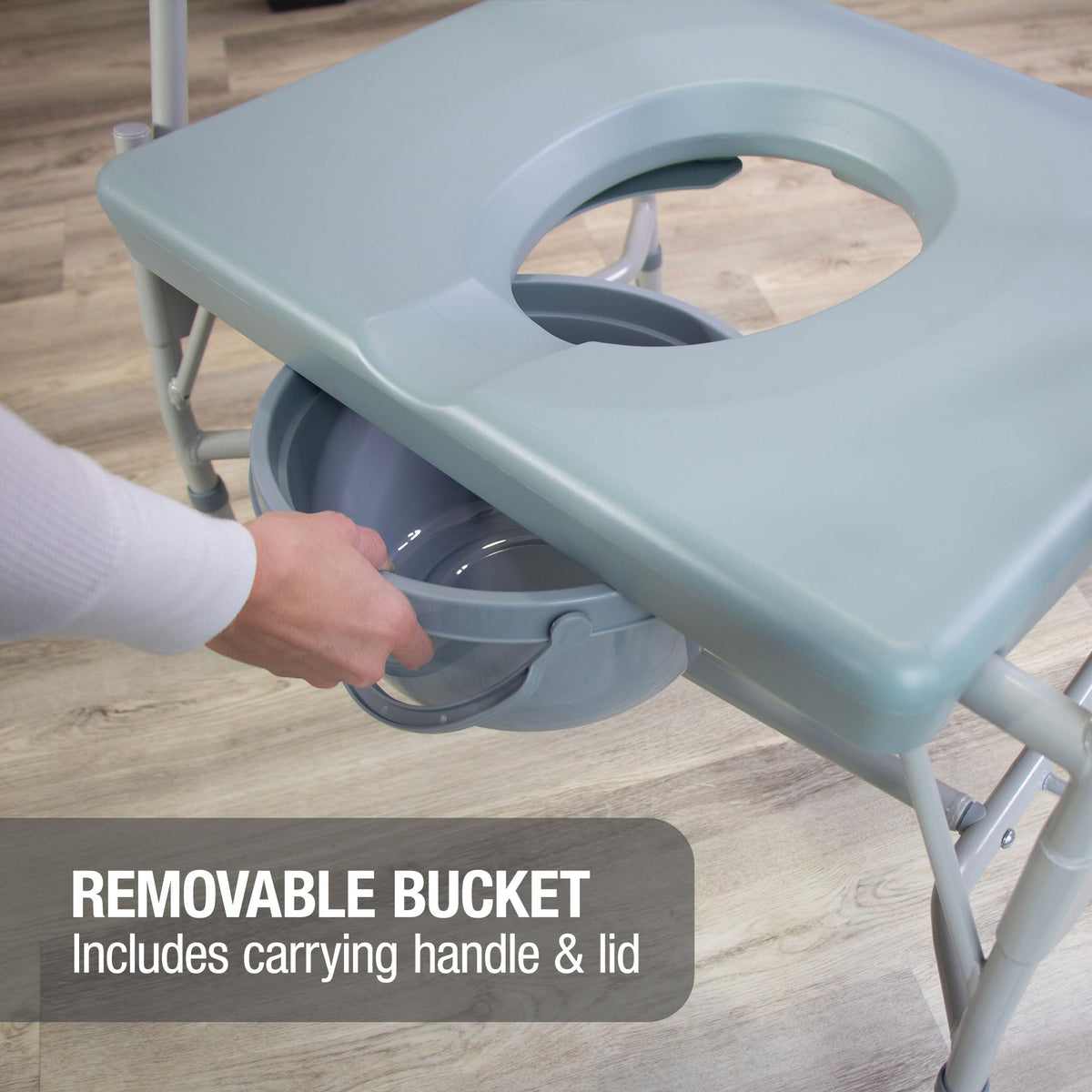 DMI Drop Arm Portable Toilet Commode with Extra-Wide Seat