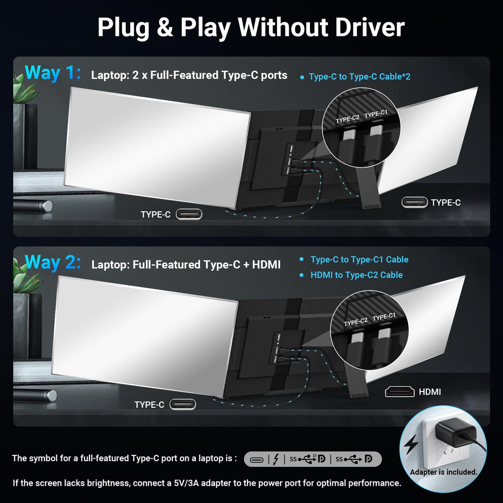 ZUMWALT 15.6" Laptop Screen Extender - 1080P Portable Monitor