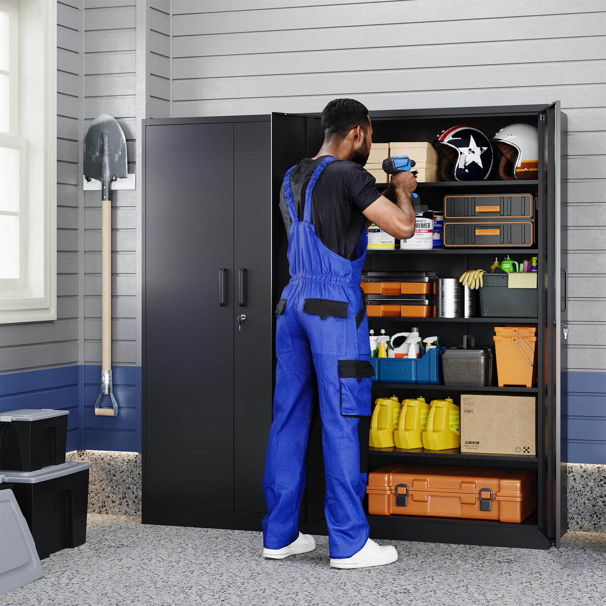 YIZOSH Metal Storage Cabinet with Lock - 72" Steel Unit