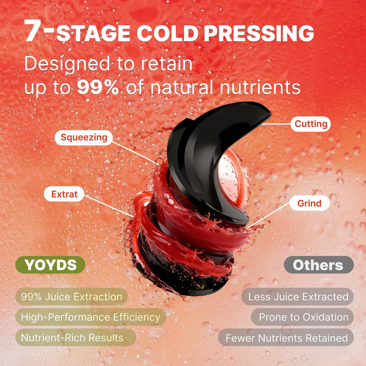 YOYDS Cold Press Juicer with 5.5" Wide Feed Chute